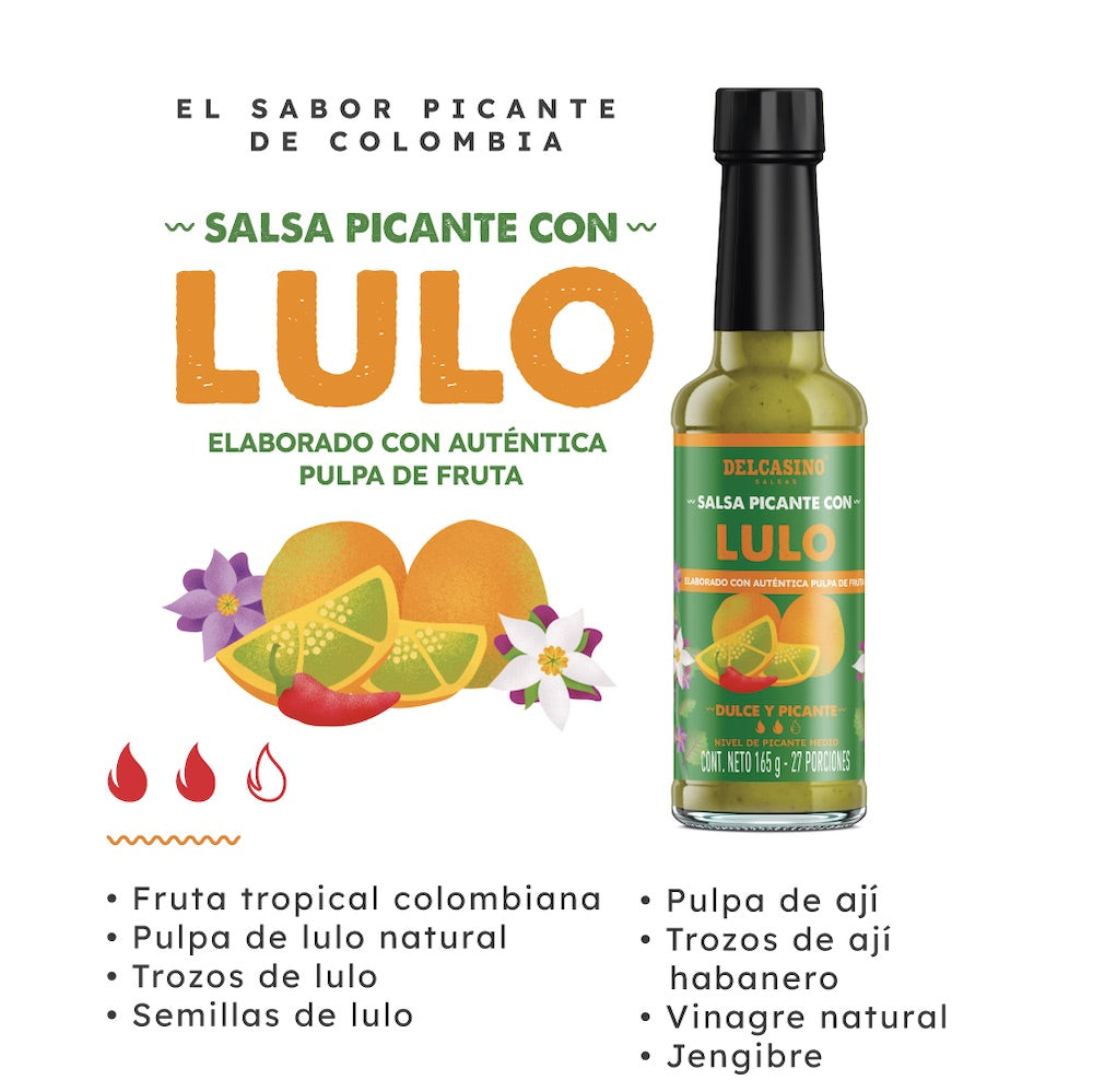 Ají Frutal Dulce Picante Colombiano De Lulo Natural, Salsa Picante en Botella De 165g