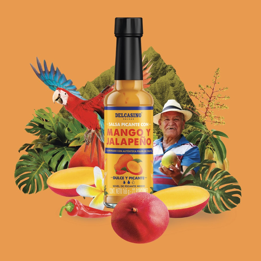 Ají Frutal Dulce Picante Colombiano De Mango Y Jalapeño Natural, Salsa Picante en Botella De 165g