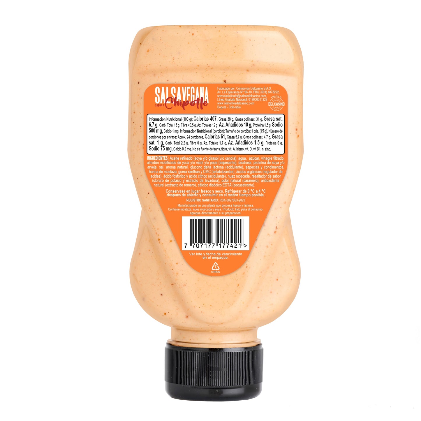 salsa vegana chipottle 360g posterior