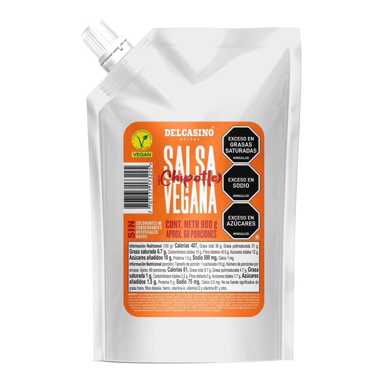 salsa vegana chipottle 900g frontal