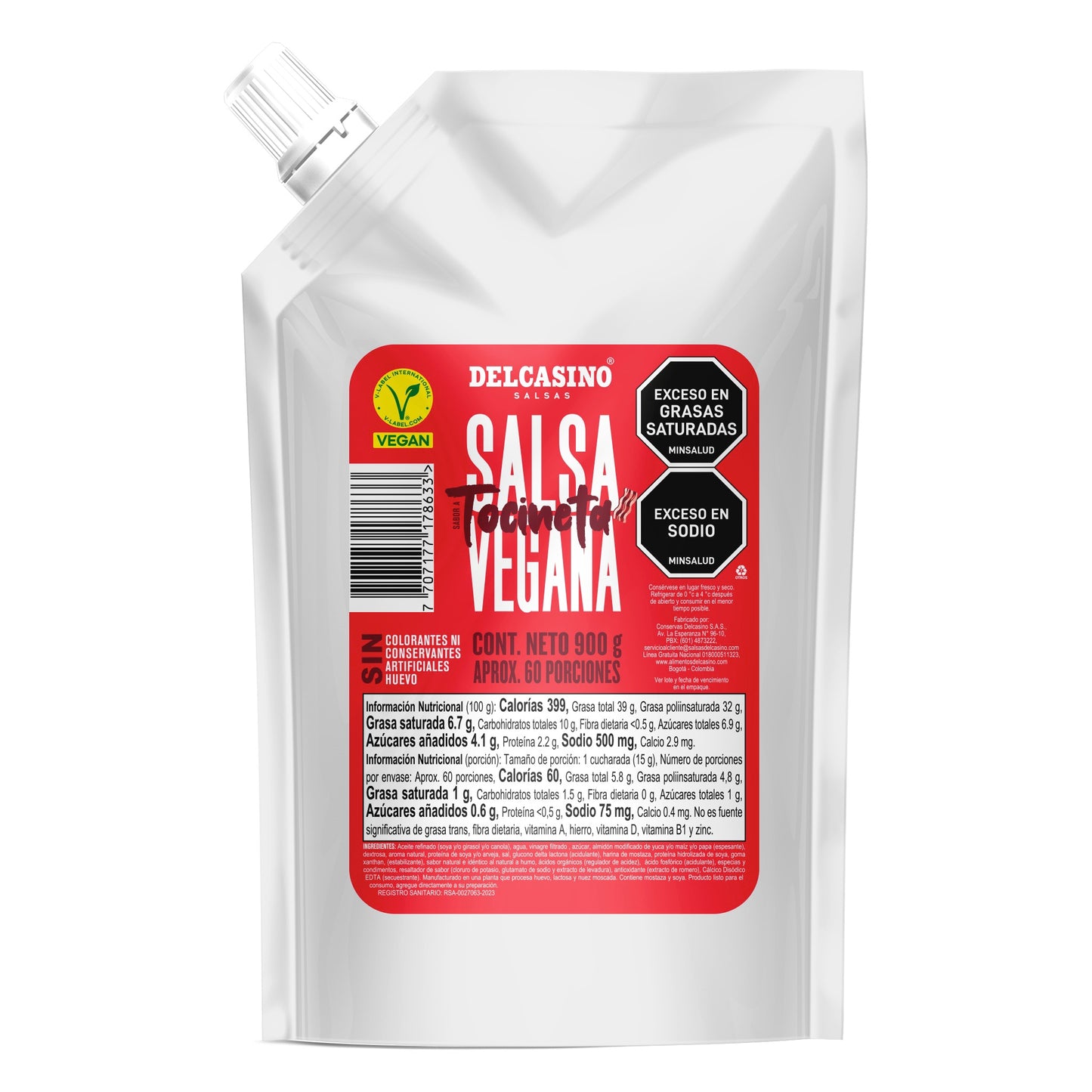 salsa vegana tocineta 900g frontal